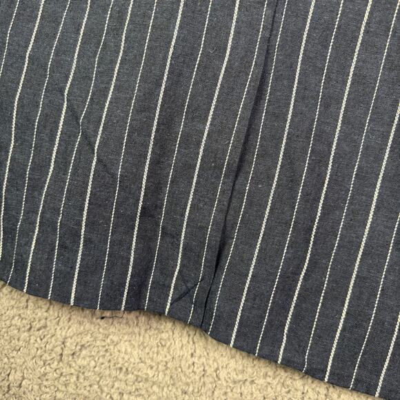 Free People Ashby Blazer Womens S Navy Blue Pinstriped Linen Double Breasted - Picture 7 of 12